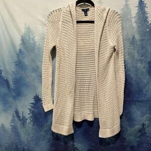GAP Women's Crochet Hooded Open‎ Weave Knit Sweater Small Ivory